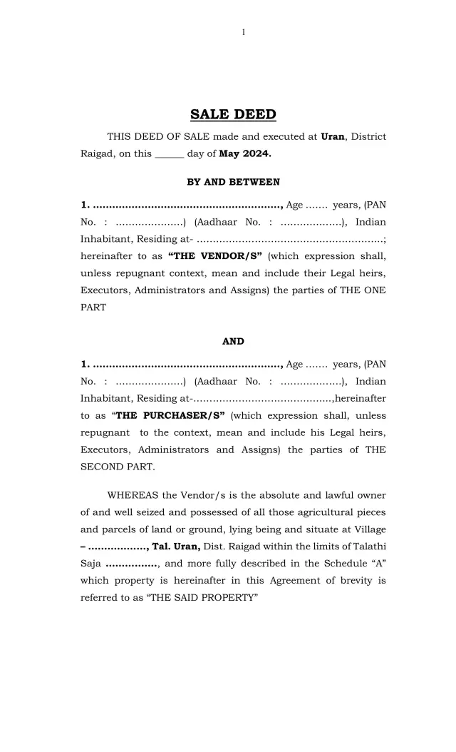Sale Deed Format